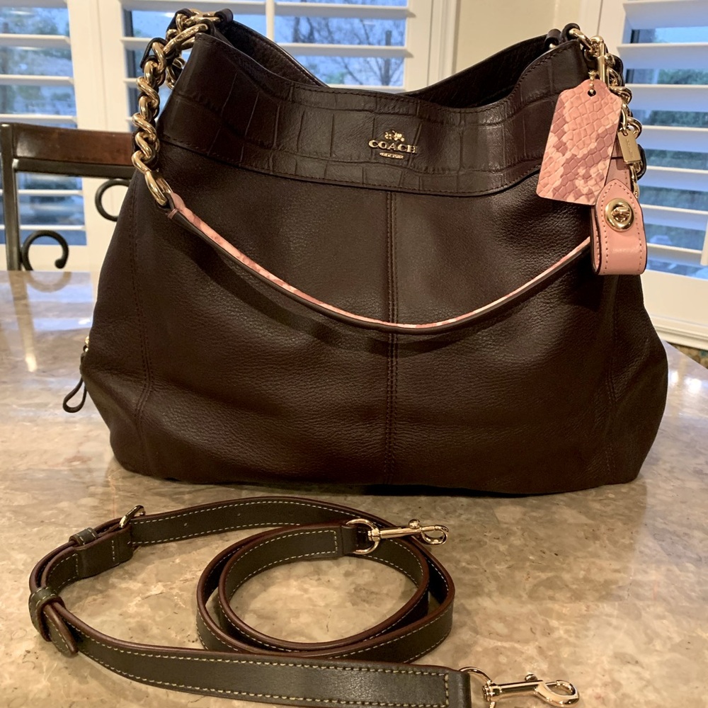 COACH Lexi Leather in Oxblood & Pink Snakeskin Handbag Satchel K1792-F25944 Rare